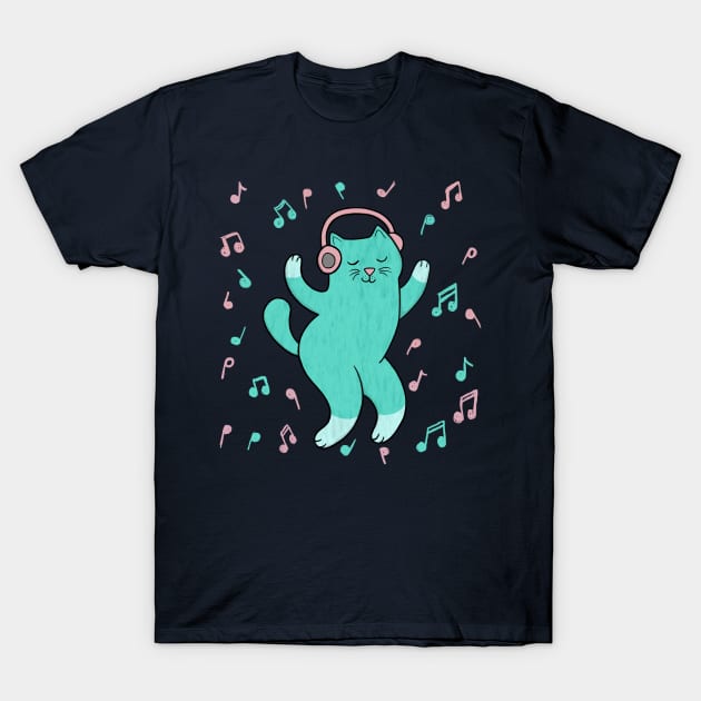 Music Loving Cat T-Shirt by Drawn to Cats